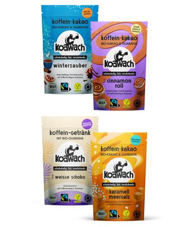 Koawach Spring Set - Caffeine cocoa with guarana in different flavors - Spring gift set organic vegan fairtrade (4x100g)