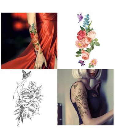 Yazhiji Large Waterproof Temporary Tattoos | Flowers Collection | 15 Sheets | Men Women | 19x9 CM - Buy Online on GoSupps.com
