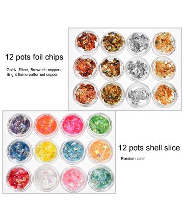 24 Pack Nail Art Glitter Foil Chips - DIY Nail Design Decoration Set for Crafts & Parties - Buy Online on GoSupps.com
