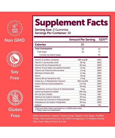 Women's Multivitamin Gummies - 100% Daily Value of 16 Essential Vitamins and Minerals - Soy Free, Non-GMO, Gluten Free - 30 Day Supply - 60 Count - Buy Online on GoSupps.com