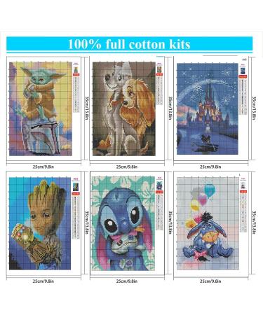 Disney Cross-Stitch Kit 6 Pack for Beginners - LWZAYS Counted and Stamped Embroidery Set for Home Decor (11CT Cartoon) - Buy Online on GoSupps.com