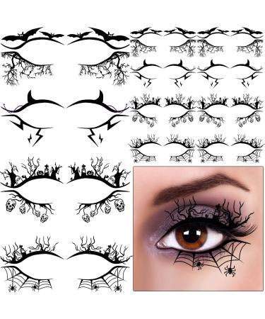 12 Pairs Black Fabric Eye Shadow Tattoo Sticker Reusable Eye Liner Stickers Party Lace Stickers Halloween Temporary Eye Tattoo Stickers Luxury Lace Stickers Halloween Makeup Tool for Party or Stage