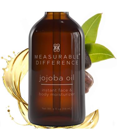 Measurable Difference Jojoba Oil for Skin Cold Pressed Refined - Hydrating Face Oil for All Skin Types - Brightening Moisturizing Jojoba Essential Oil for Face and Body - 4oz