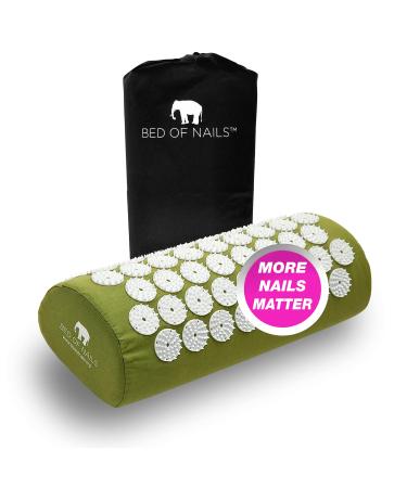 BED OF NAILS Original Acupressure Pillow  2,142 Pressure Points  Acupuncture Pillow for Neck & Back Pain & Stress Relief  FSA/HSA Eligible, with Carry Bag, Size 15 x 6 x 4, Green