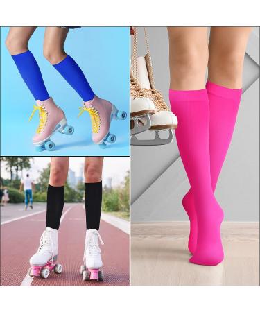 SATINIOR 6 Pairs Solid Color Ice Skating Knee Socks for Women & Girls - Buy Online on GoSupps.com