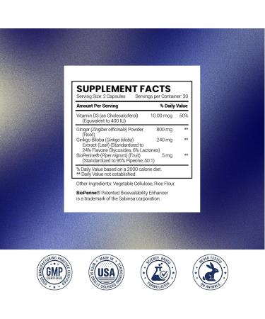 Research Verified Vertigo Defense - Soothe Symptoms and Support Inner Ear Balance - Vitamin D3, Ginger, Ginkgo Biloba, BioPerine - 60 Capsules 1 - Buy Online on GoSupps.com