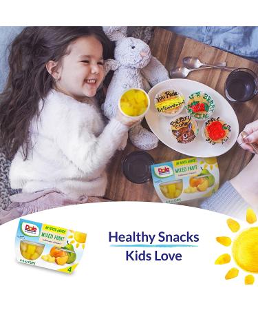 Dole Mixed Fruit Bowls in 100% Juice 4 Oz (Pack of 4) - Pineapple, Peaches & Pears, Gluten-Free Healthy Snack - Buy Online on GoSupps.com
