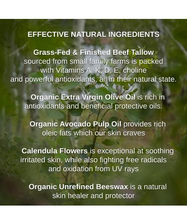 Shwally Tallow & Calendula Face & Body Balm - Paleo & Primal Moisturizer - Grass Fed Tallow & Calendula Flowers - Vitamin Rich Skin Care - 4 Oz - Buy Online on GoSupps.com