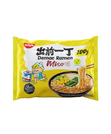 Nissin Demae Ramen-Miso 10 Pack Instant noodle of Japanese with Miso taste and Asian spices vegetarian quick and simple prepared Asian food (10 x 100 g) 100 g (10 pack)