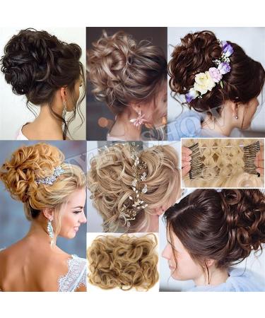 Messy Bun Hair Piece for Women Messy Bun Hair Piece Wave Curly Hair Buns Extension with Combs Synthetic Thick Chignon Hairpiece Clip in Ponytail Scrunchies Hair Pieces for Women Fake Hair Accessorie 16p613 - Buy Online on GoSupps.com