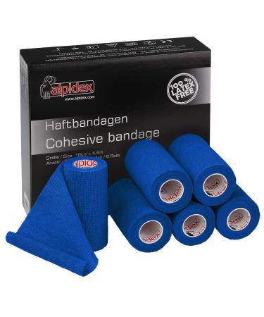 Alpidex 6 rolls adhesive tape 10 cm x 4.5 m association self -adhesive elastic pet bandages fixing band sport vet wrap tape self -adhering bandage material horses dog humans color: blue - Buy Online on GoSupps.com