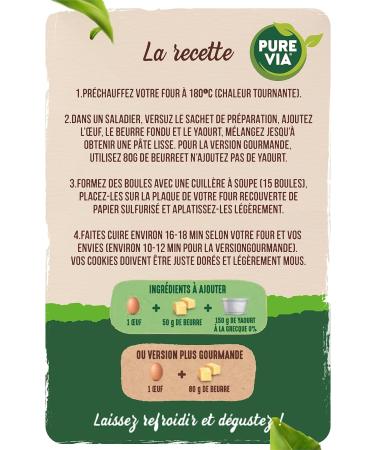 Pure Via - Pr paration pour Cookies aux p pites de chocolat - Faible teneur en sucre Sans Colorants Sans Conservateurs | 305g - Buy Online on GoSupps.com