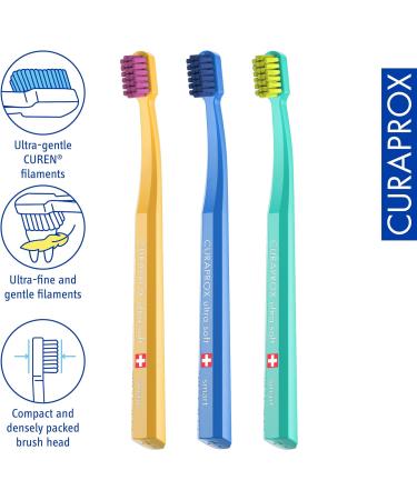 Curaprox Toothbrush CS Smart Trio Pack - 3 x Soft Small Head Toothbrush for Adults with 7600 CUREN Filaments - Curaprox Manual Toothbrush - Buy Online on GoSupps.com