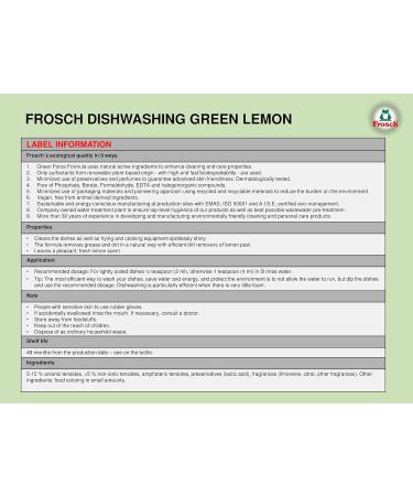 Frosch Lemon Dishwashing Liquid 750ml - Eco-Friendly Cleaning Power for International Shipping - Buy Online on GoSupps.com