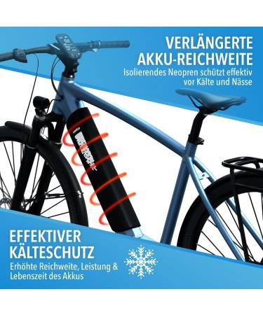 Lainfeld E-Bike Battery Protective Cover | Universal Fit | 30-41 cm Circumference | Neoprene Protection Against Cold & Dirt | Reflectors | Black-Blue E-Bike Accessories - Buy Online on GoSupps.com