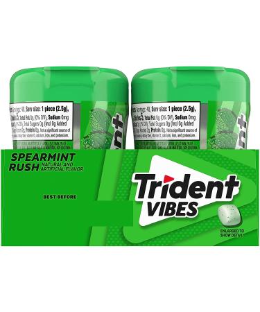 Trident Vibes Spearmint Rush Sugar Free Gum - 4 Bottles, 160 Pieces - Buy Online on GoSupps.com