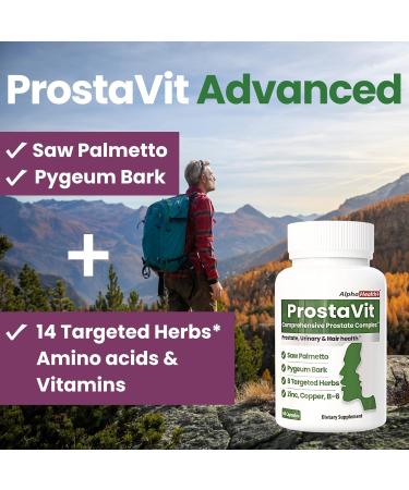Prostavit Prostate Support Supplement for Men Saw Palmetto 600mg, Pygeum Bark, Pumpkin Seed, Nettle & Zinc Urinary Flow, Bladder Control, Reduce Nighttime Urination, Prostate & Hair Health 60 Caps - Buy Online on GoSupps.com