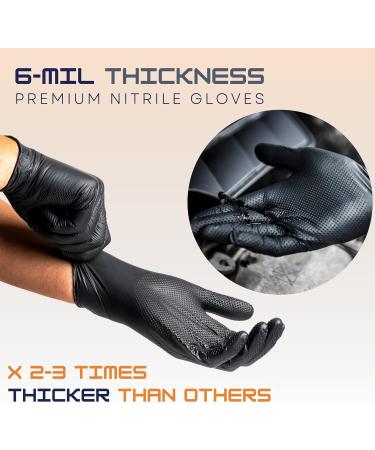 NOCOB Black Nitrile Disposable Gloves - (Raised Diamond Texture Grip) 6 Mil Thickness Latex and Powder Free (XXL 50 count) - Buy Online on GoSupps.com