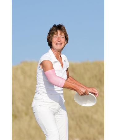 Ladies Pink Elbow Compression Sleeve for Tennis/Golfers Elbow Relief + Doctor Written Handbook - Size L - Buy Online on GoSupps.com