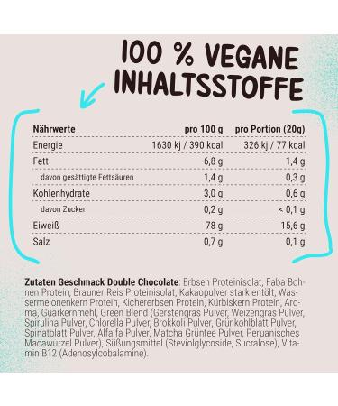 Powerstar Vegan Protein 500g - Soy-Free Multi-Component Powder with 10 Superfoods | German Quality | Ideal for Muscle Building | Double Chocolate Flavor - Buy Online on GoSupps.com