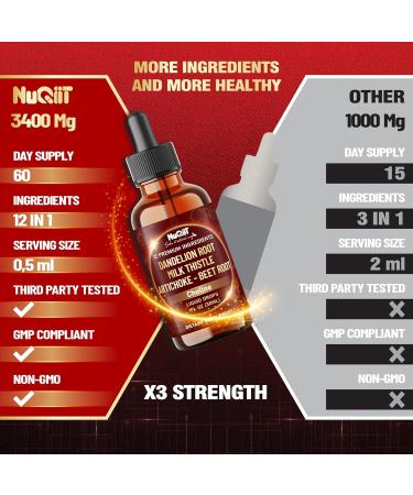 12in1 Dandelion Root Liquid Extract with Milk Thistle Artichoke Extract Turmeric Beet Root N-Acetyl Cysteine and 6 More Herbals - 1 FL Oz - 60 Days Supply - Buy Online on GoSupps.com
