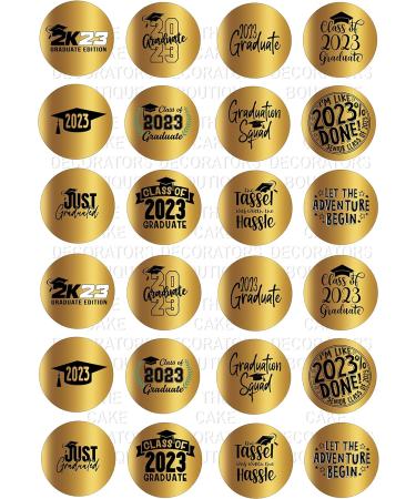 24 edible PRE CUT Graduation 2023 gold kids childrens party decorations Wafer Paper Cupcake Topper Cake - Buy Online on GoSupps.com