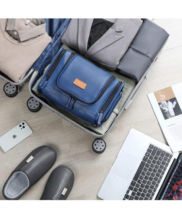 MIRASON Hanging Toiletry Bag for Men - Waterproof PVC Leather Dopp Kit with Metal Hook - Blue - Buy Online on GoSupps.com