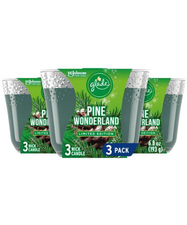 Glade Candle Pine Wonderland Fragrance Candle Infused with Essential Oils Air Freshener Candle 3-Wick Candle 6.8oz 3 Count