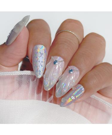 Daily Charme Holographic Cateye Magnetic Nail Chrome Powder - 1g | 3-in-1 Pigment for Stunning Rainbow Cat Eye Effect | DIY & Salon Manicure (Holographic Silver - Buy Online on GoSupps.com