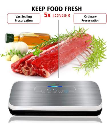 NutriChef PKVS Automatic Vacuum Sealer | Compact Design | Lab Tested | Dry & Moist Food Modes | Silver Vacuum Sealer - Buy Online on GoSupps.com