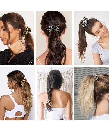 11pcs Cheetah Print Hair Scrunchies Pack for Women and Girls - Leopard Chiffon Scrunchie Holder with Elastic Hair Ties - Trendy Animal Print Hair Accessories - Buy Online on GoSupps.com