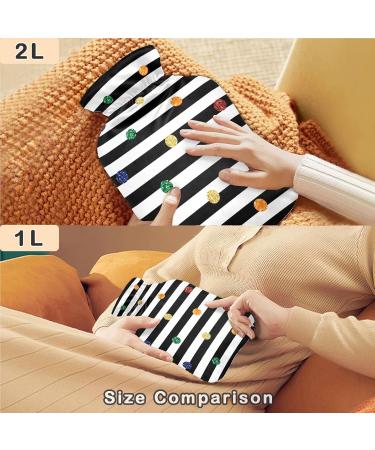 NAANLE Striped Hot Water Bottle with Cover - 1L Heat & Cold Therapy for Pain Relief | Ideal for Bed Hands & Feet - Buy Online on GoSupps.com