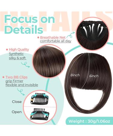 Buy Clip in Bangs | Medium Brown Synthetic French Bangs Hair Extensions for Women - Natural Curved Fringe for Daily Wear - Buy Online on GoSupps.com