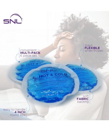SNL Quality Hot & Ice Packs - 6 Reusable Gel Packs for Breastfeeding Pain Relief - Soft Fabric Backing - Includes Wrap Sleeve and Storage Bag - Buy Online on GoSupps.com