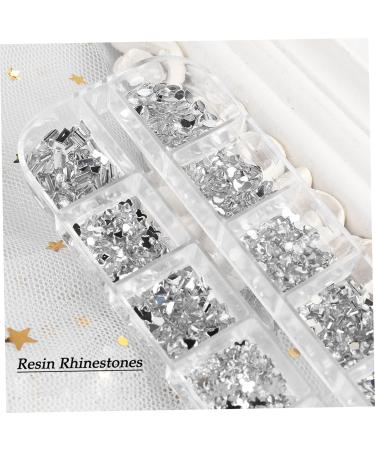 Nail Gems 2 Plates Rhinestones for Nail Art 2 Colors 12 Grids Different Shape 3D Nail Art Gems Dotting Pen Type 2 Beauty Supplies silver+black - Buy Online on GoSupps.com