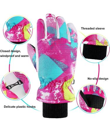 Kids Winter Snow Waterproof Ski Gloves - 2 Pairs Unisex Thermal Watercolor Gloves for Boys and Girls - Anti-Slip & Warm Cold Weather Gear - Buy Online on GoSupps.com