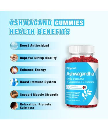 2 Pack Ashwagandha Gummies with L-theanine, Ashwa Root Supplement Gummy for Women Men, 120 Mixed Berry Flavored Gummies Mixed Berry 60 Count (Pack of 2) - Buy Online on GoSupps.com