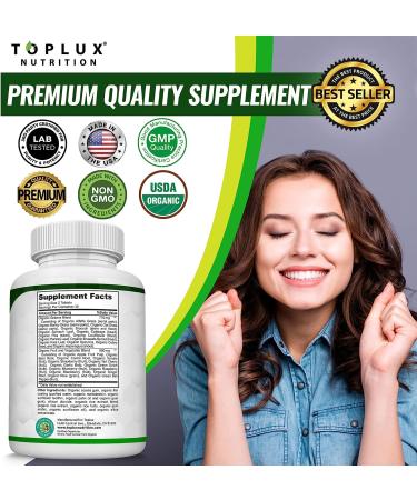 Organic Super Greens Capsules - 28 Powerful Ingredients with Alfalfa, Beet Root, Tart Cherry & Ginger - Immune & Energy Support for Men and Women - 60 Tablets - Buy Online on GoSupps.com