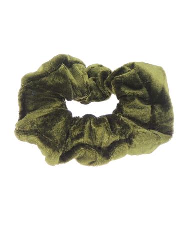 Ladies Girls Large School Velvet Hair Elastic Tie (Olive Green)