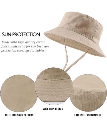 XIAOHAWANG Baby Boy Dinosaur Bucket Hat, 3-6 Months, Khaki - Infant Toddler Sun Beach Cap - Buy Online on GoSupps.com