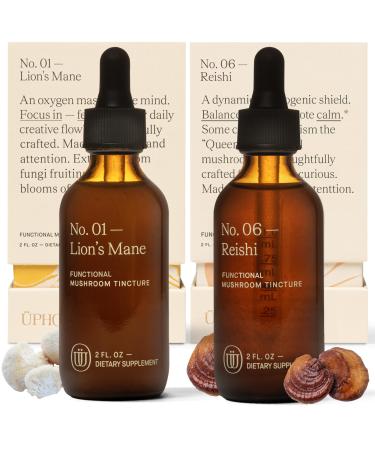 UPHORIC URTH Lion's Mane Mushroom Extract (60 Servings) and Reishi Mushroom Extract (60 Servings) Bundle