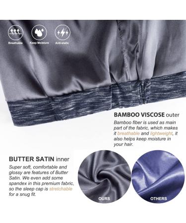 Silk Satin Sleep Cap Bonnet for Natural Curly Hair | Adjustable Night Cap - HEATHER BLUE - Buy Online on GoSupps.com