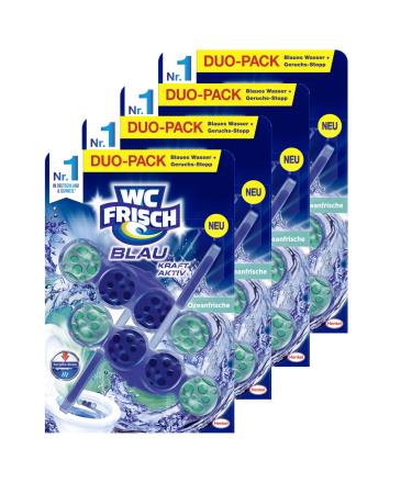 WC Frisch Kraft Aktiv Blade-in-law Ocean freshness (4x 2 pieces) toilet cleaner with an innovative odor-stop formula fragrance stones for extra freshness and visible cleaning Ocean freshness 100 g (4 Pack)