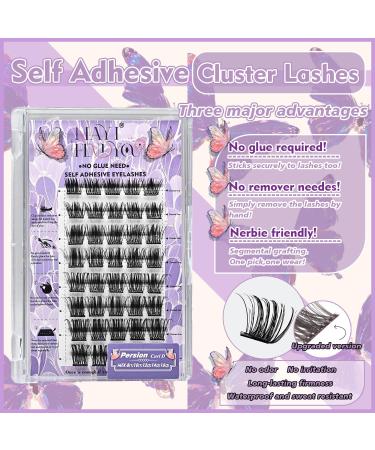 MayIFindYou 2024 Self Adhesive Eyelashes 40 Pcs Reusable Press On Lashes No Glue Needed Pre-Glued Eyelash Clusters for Beginners - D-8-16MIX A02 Persion - Buy Online on GoSupps.com