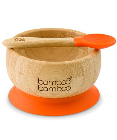bamboo bamboo Baby and Toddler Suction Bowl Set for Feeding and Weaning | Outstanding Suction | Bamboo Baby Suction Bowls with Matching Spoon Set from 6 Months Orange