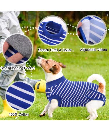 Breathable Post-Op Dog Body for Male Castration | Velcro Blue & White Striped Recovery Suit - Buy Online on GoSupps.com