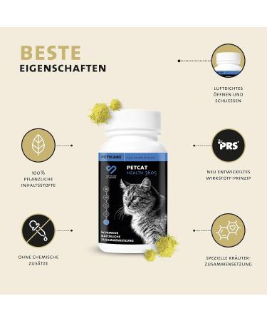 Peticare Wurmkur Powder for Cats | 100% Natural Vegetable Deworming Supplement | 120g for Effective Worm Infestation Control - Petcat Health 3605 - Buy Online on GoSupps.com