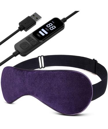 Upgraded Heated Eye Mask for Dry Eyes Electric USB Dry Eye Mask with Temperature Timer Remote Eye Warm Compress to Unclog Glands Eye Heating Pad for Relieve Stye Blepharitis Chalazion MGD Purple