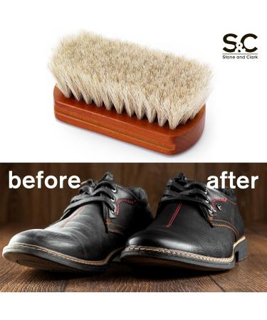 Stone and Clark Horse Hair Shoe Brush - Polish Your Leather to Perfection - Shoe Polish Brush with 100% Horse Hair Bristles & Concaved Beech Wood Handle (Mini White Hair Brush) Premium - Buy Online on GoSupps.com