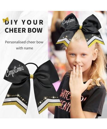8-Piece Large Glitter Cheer Bows Set for Girls | Rhinestone Sequin Hair Accessories for Teen Cheerleaders and Sports | Black, White, Gold - Buy Online on GoSupps.com